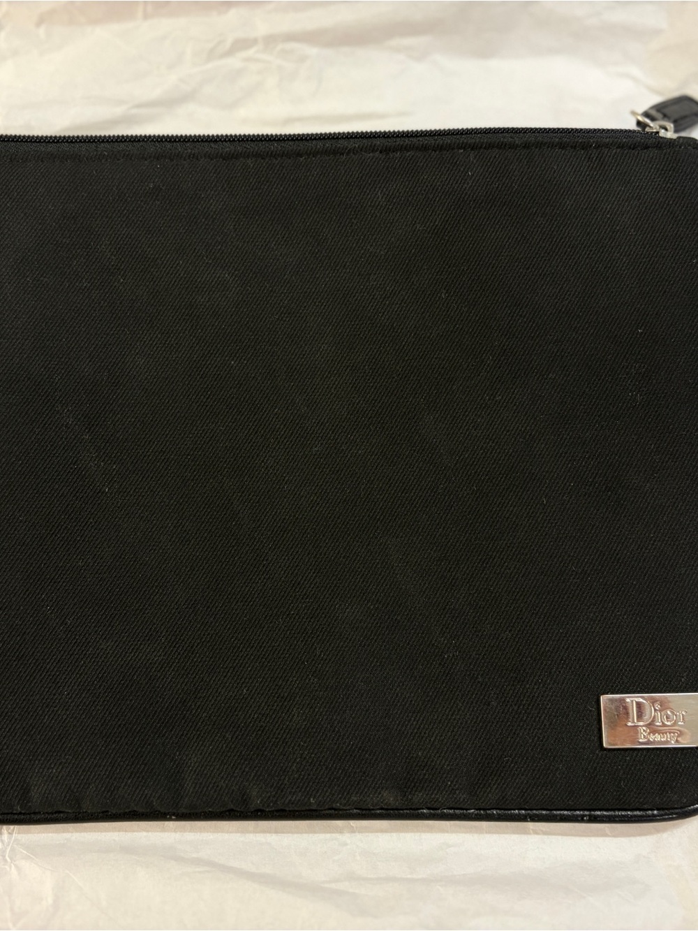 Dior Beauty black canvas pouch with silver logo